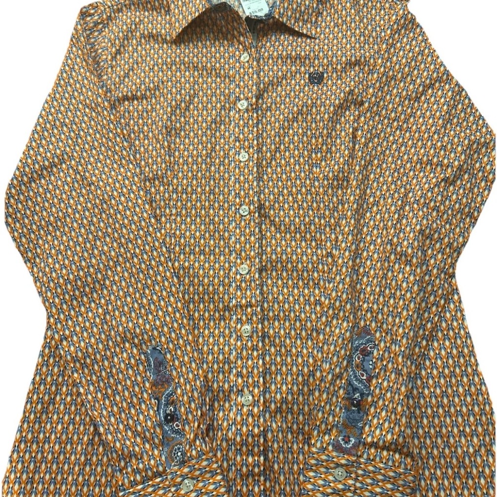 Cinch Shirt Mens Medium Logo Cowboy Western Rodeo Button Down Long Sleeve